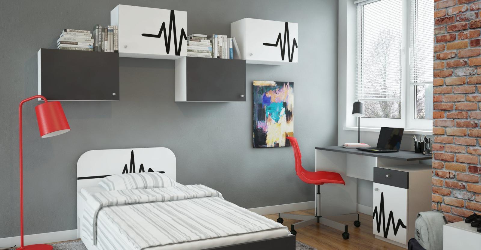 Szafka duo MUSIC 120x40 cm biało szara wisząca młodziezowa dla dziecka  nr. 3