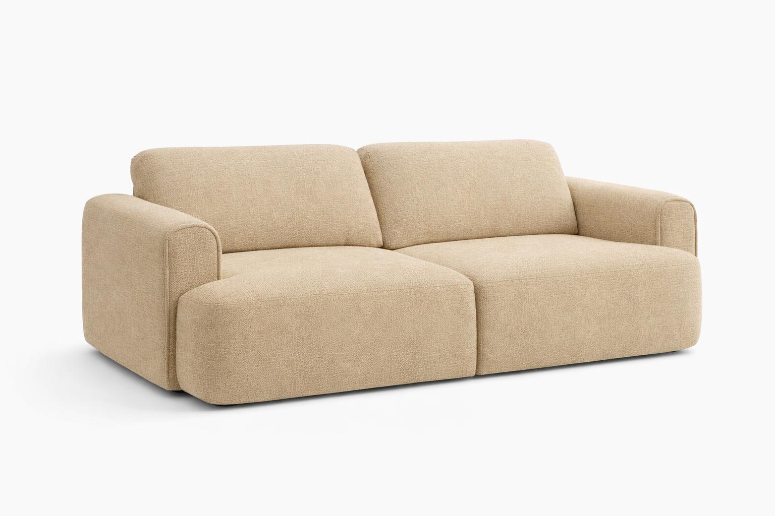 Kanapa z funkcją spania ITALY 253x110x71 cm trzyosobowa sofa rozkładana tkanina FLOW beżowa nr. 2