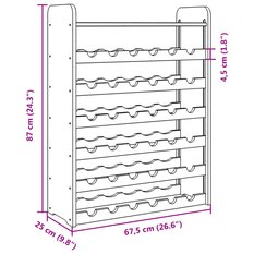  Stojak na wino 67,5x25x87 cm z górną półką lite drewno sosnowe 36 butelek do salonu - Miniaturka zdjęcia nr 9