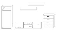 Zestaw 5 szt mebli California 2 wenge biała meblościanka stojąca + 2 półki wiszące do salonu - Miniaturka zdjęcia nr 4