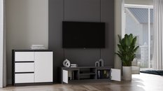 Szafka RTV Malwa 36x120x40 cm stolik pod telewizor antracyt biały - Miniaturka zdjęcia nr 3