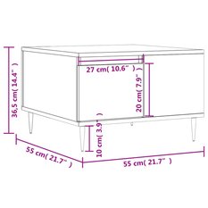 Stolik kawowy 55x55x36,5 cm z półką i szufladą szary beton do salonu - Miniaturka zdjęcia nr 11