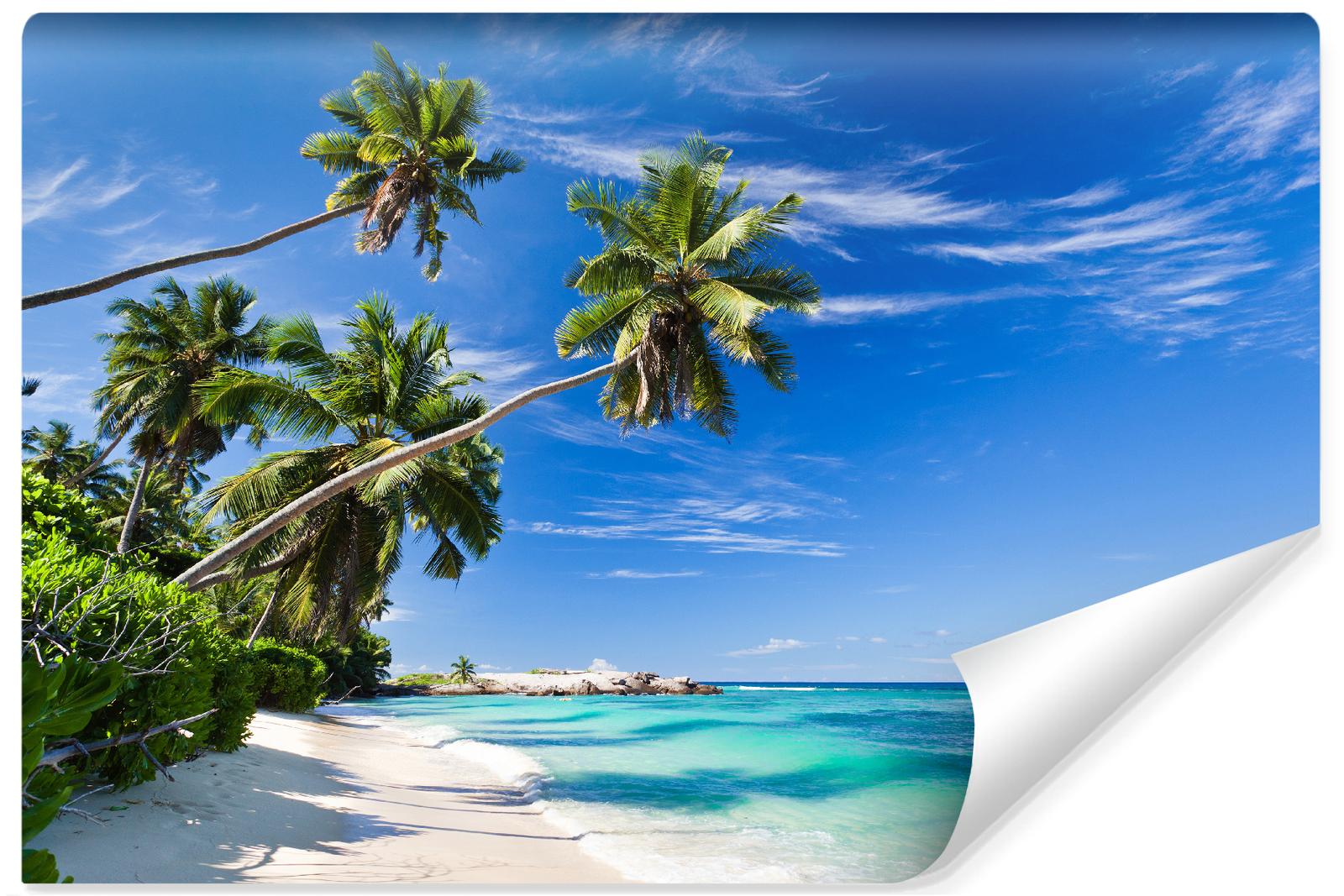 Fototapeta Plaża Ocean Palmy Dekoracja Tropikalna z Modnym efektem 3D nr. 1