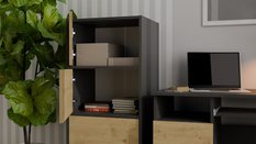 Komoda ALMA 119x50x40 cm do przedpokoju antracyt dąb artisan - Miniaturka zdjęcia nr 4