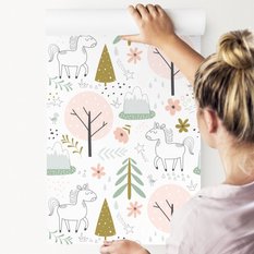 Tapeta dziecięca jednorożce natura skandynawska  - Miniaturka zdjęcia nr 3