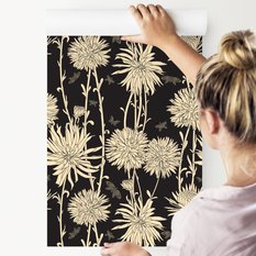 Tapeta Kwiecisty WZÓR Rośliny Motyle Ćmy do Salonu  - Miniaturka zdjęcia nr 7