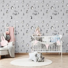 Tapeta dla dzieci – Radosne pingwiny  - Miniaturka zdjęcia nr 4