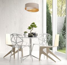 Lampa 45 cm do sypialni salonu wisząca asymetryczna beżowo biała - Miniaturka zdjęcia nr 7