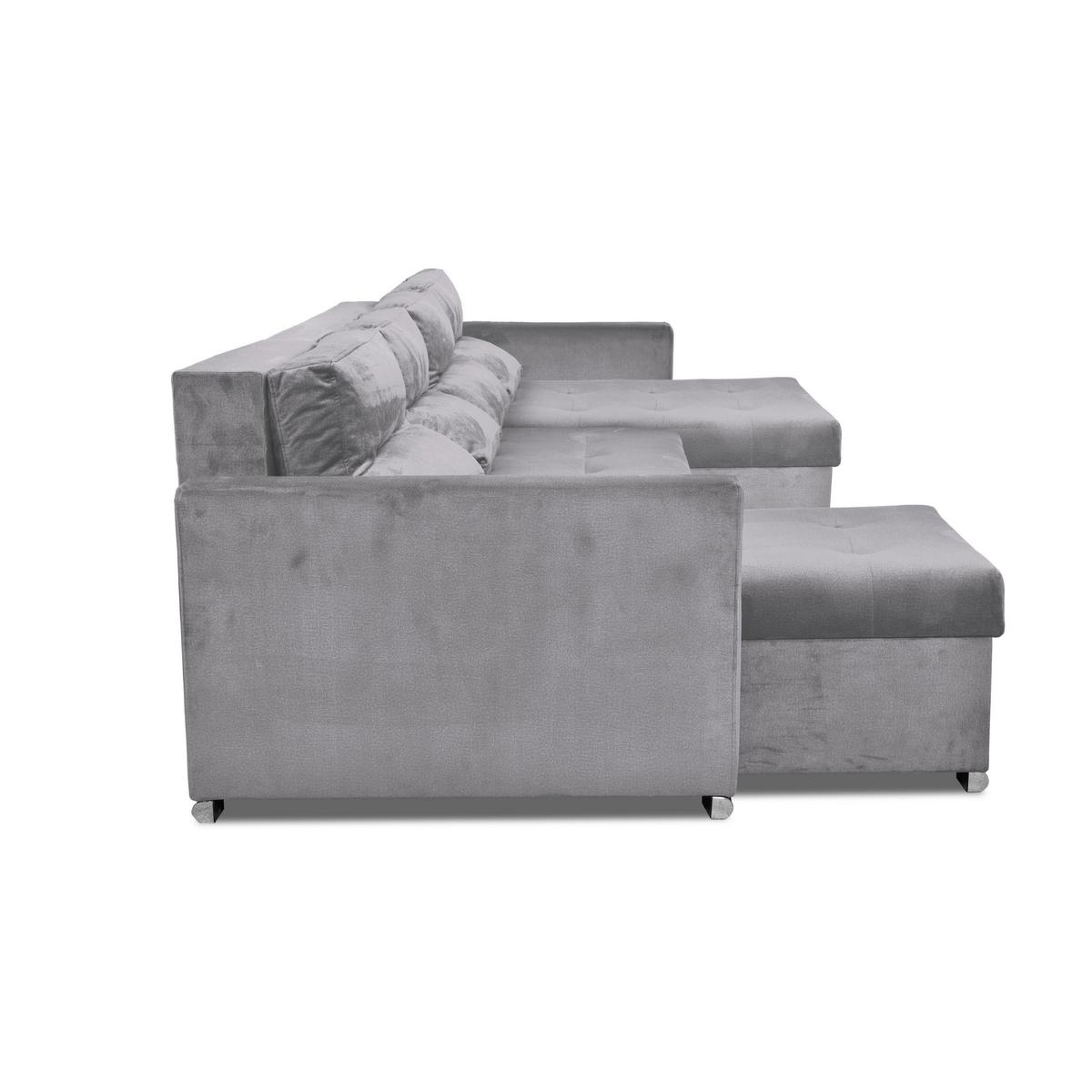 Narożnik Varius BIG 297x74x140 cm kształt U z funkcją spania i przechowywania do salonu Monoliht szary nr. 3