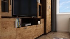 Meblościanka z szafą TAJGA 370x210x53 cm zestaw mebli do salonu RTV Wiśnia porto MDF  - Miniaturka zdjęcia nr 4