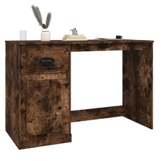 Biurko 115x50x75 cm z szufladą i szafką przydymiony dąb do biura lub gabinetu - Miniaturka zdjęcia nr 4