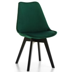 Krzesło DUBLIN zielone welurowe z poduszką czarne nóżki do jadalni lub salonu
