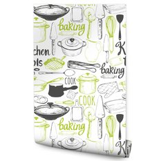 Tapeta garnki przybory kuchenne napisy do kuchni  - Miniaturka zdjęcia nr 1