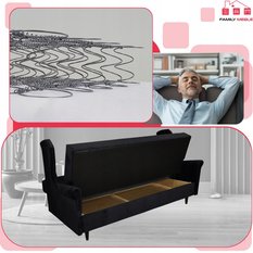 Wersalka sofa uszak kanapa rozkładana Ari czarna - Miniaturka zdjęcia nr 6