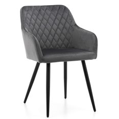 Krzesło TODI szare tapicerowane welurem pikowane do jadalni lub salonu 