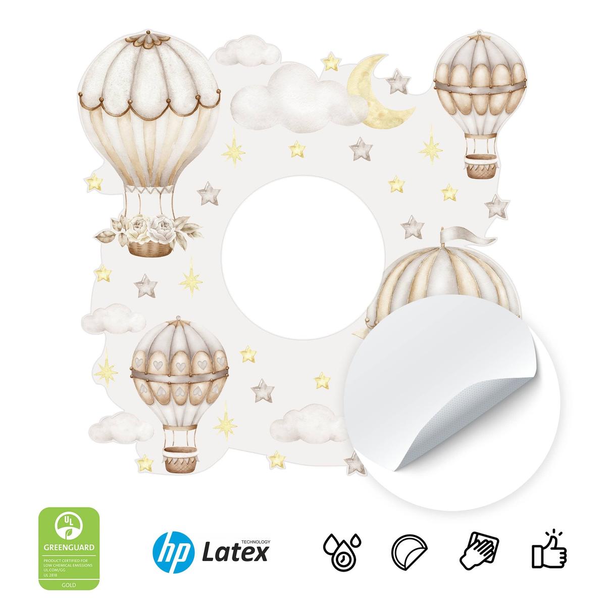 Naklejka Pod Włącznik Do Pokoju Dziecięcego Balony 20x20 Chmurki Gwiazdy Boho nr. 3