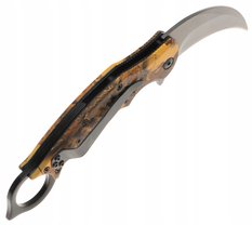 Nóż myśliwski 20 cm / 7 cm scyzoryk karambit składany turystyczny survivalowy brązowy - Miniaturka zdjęcia nr 4