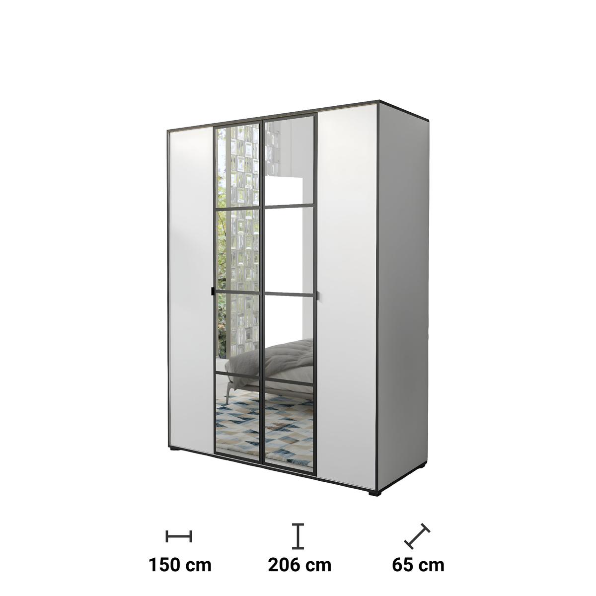 Szafa z lustrem Oslo I 150 cm do sypialni przedpokoju garderoby biała nr. 2