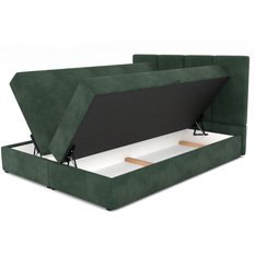 Łóżko kontynentalne 140x200x113 cm tapicerowane podwójne z materacem butelkowa zieleń - Miniaturka zdjęcia nr 12