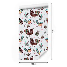 Tapeta Do Pokoju Dziecka Kolorowe PTAKI Pióra Boho  - Miniaturka zdjęcia nr 2