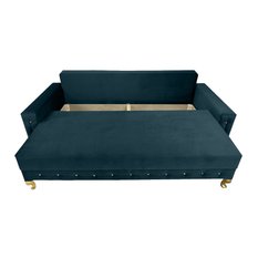 Kanapa PERIA glamour 230x95x85 cm z funkcją spania i przechowywania kryształki welur butelkowa zieleń do salonu - Miniaturka zdjęcia nr 4