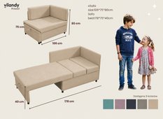 Sofa Viluś 106x75x80 cm beżowy rozkładana sofa narożna jednoosobowa z funkcją spania i pojemnikiem na pościel - Miniaturka zdjęcia nr 12