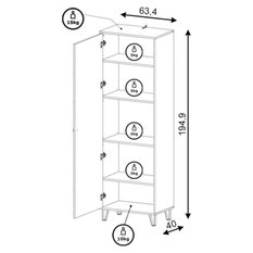 Szafka Bilbao 63 cm do salonu dąb artisan biały mat - Miniaturka zdjęcia nr 9