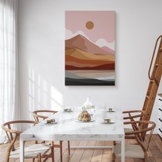 Obraz Do Salonu Pastelowy Pejzaż Zachód Słońca Góry Styl Boho 80x120cm - Miniaturka zdjęcia nr 4