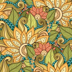 Tapeta Dekoracyjna KWIATOWE Ornamenty Liście Wzór  - Miniaturka zdjęcia nr 5