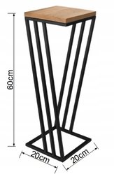 Kwietnik 60x20 cm do salonu sypialni stojak metal deska dąb prawdziwe drewno i stal czarny - Miniaturka zdjęcia nr 4