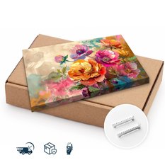 Obraz Na Płótnie Akwarelowe Kolorowe Kwiaty 70x50 Natura do Salonu - Miniaturka zdjęcia nr 9