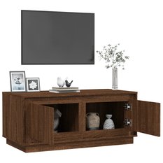 Szafka RTV 102x50x44 cm z ukrytym schowkiem pod blatem brązowy dąb do salonu - Miniaturka zdjęcia nr 5