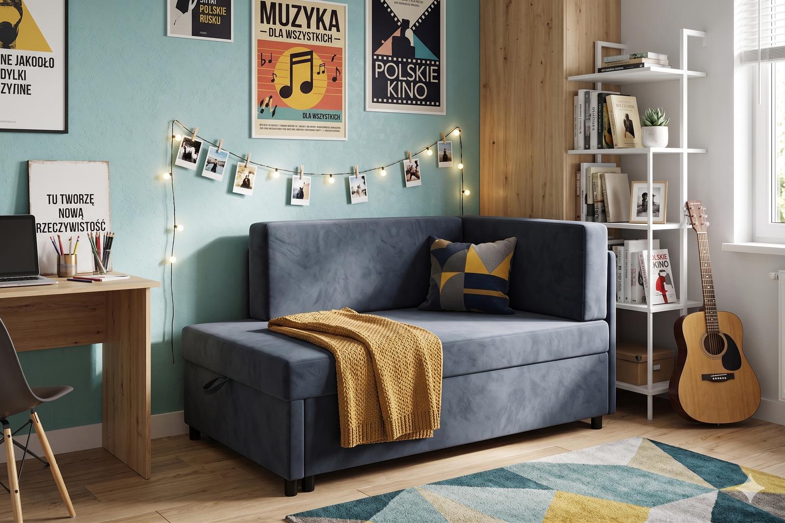 Sofa dla dzieci Viluś 106x75x80 cm narożnik jednoosobowy do pokoju z funkcją spania i przechowywania grafit nr. 5