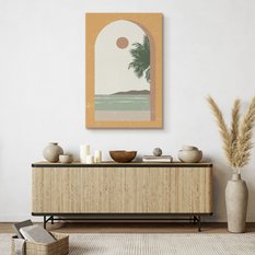 Obraz Na Płótnie Widok Z Okna Palmy Ocean Klify Styl Boho Abstrakcja 80x120cm - Miniaturka zdjęcia nr 7