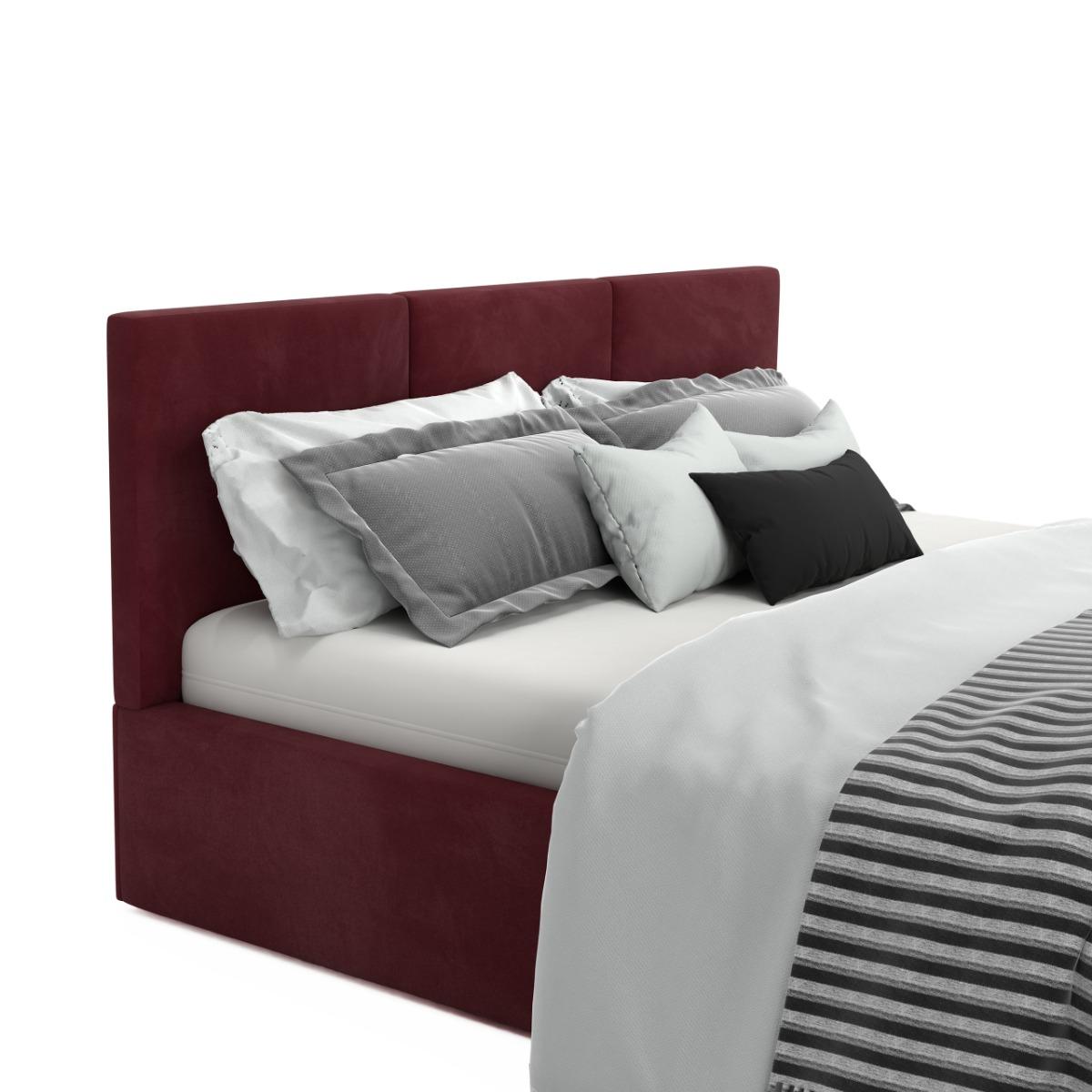 Łóżko tapicerowane 120x200x88 cm do sypialni z pojemnikiem automatycznym na pościel  bordowe nr. 12