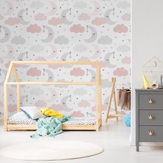 Tapeta dla dzieci – Księżyce gwiazdy i chmurki - Miniaturka zdjęcia nr 4