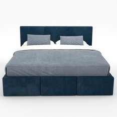 Łóżko tapicerowane do sypialni 180x200x100 cm podwójne z pojemnikiem modne granatowe - Miniaturka zdjęcia nr 12