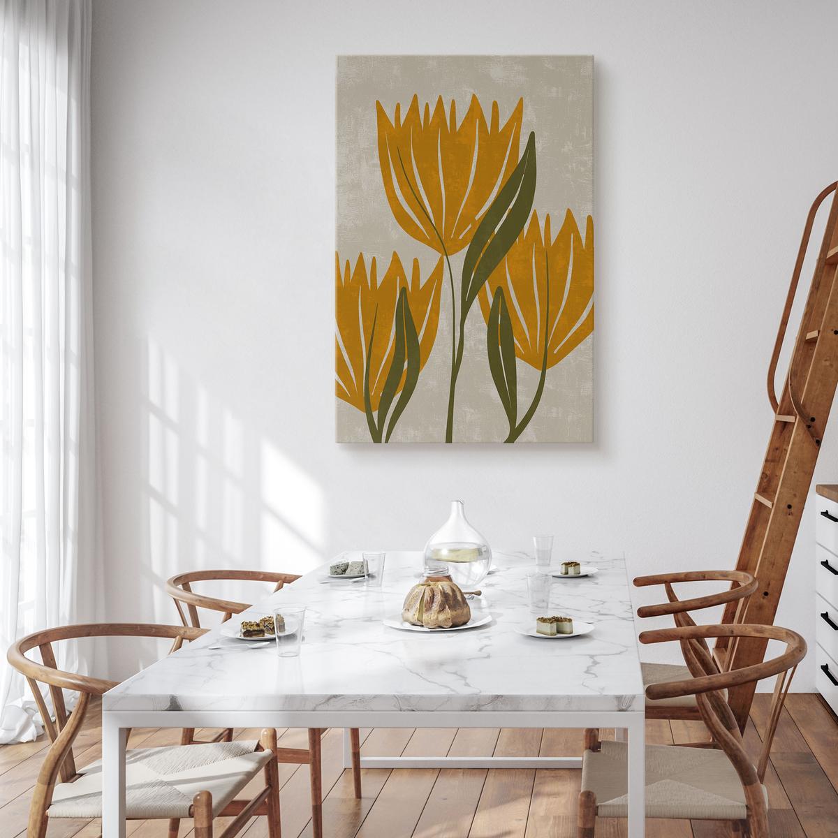 Duży Obraz Do Salonu Pomarańczowe Tulipany Rośliny Styl Boho 80x120cm nr. 4