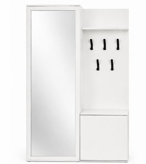 Garderoba do przedpokoju DUO 180x95x35 cm z lustrem wieszakami szafka na buty biały, lewa nr. 2