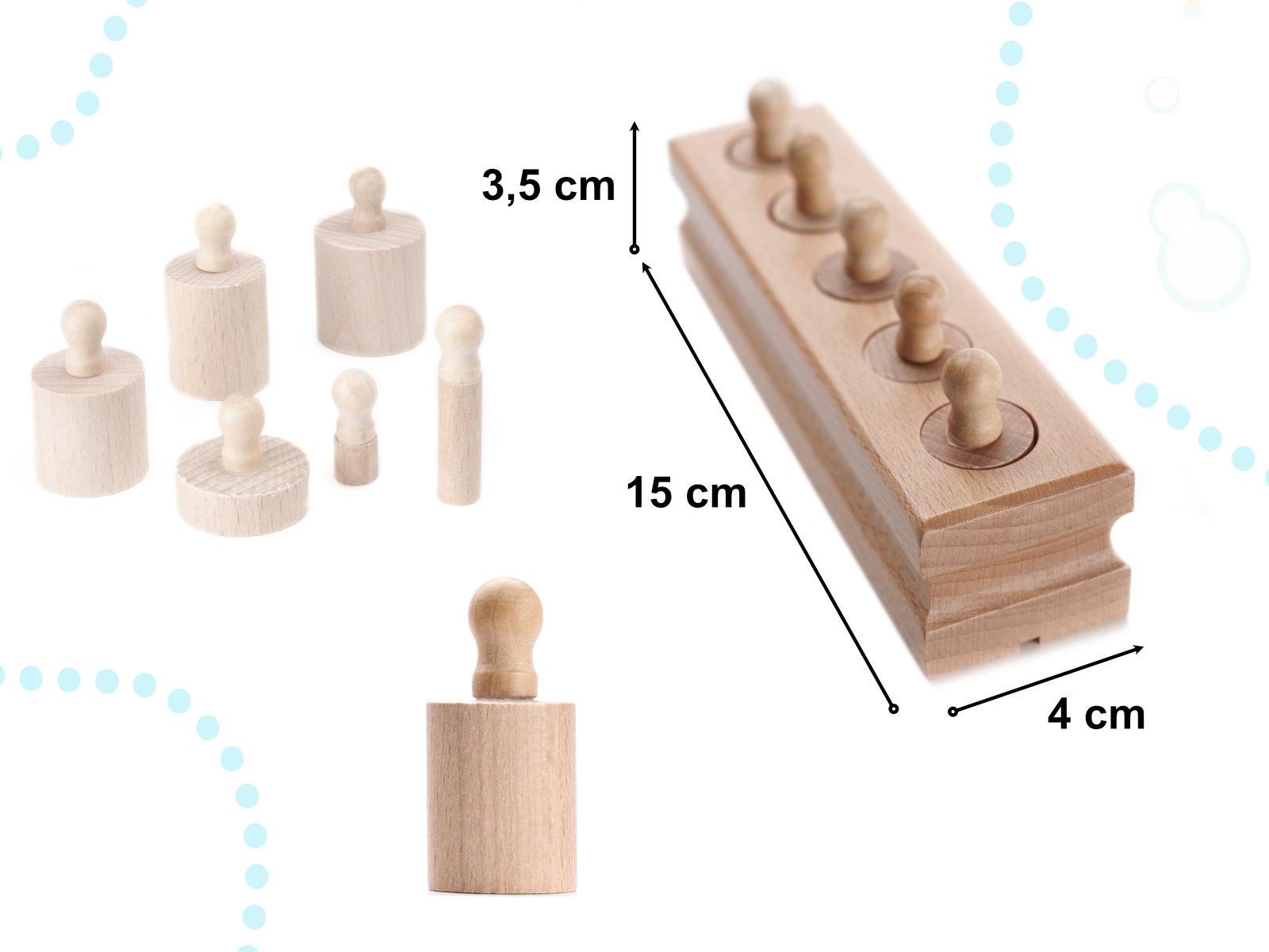 Odważniki cylindry drewniane sorter montessori nr. 4