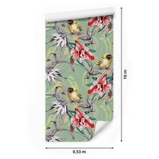 Tapeta – Kolorowe ptaki wśród kwiatów  - Miniaturka zdjęcia nr 2