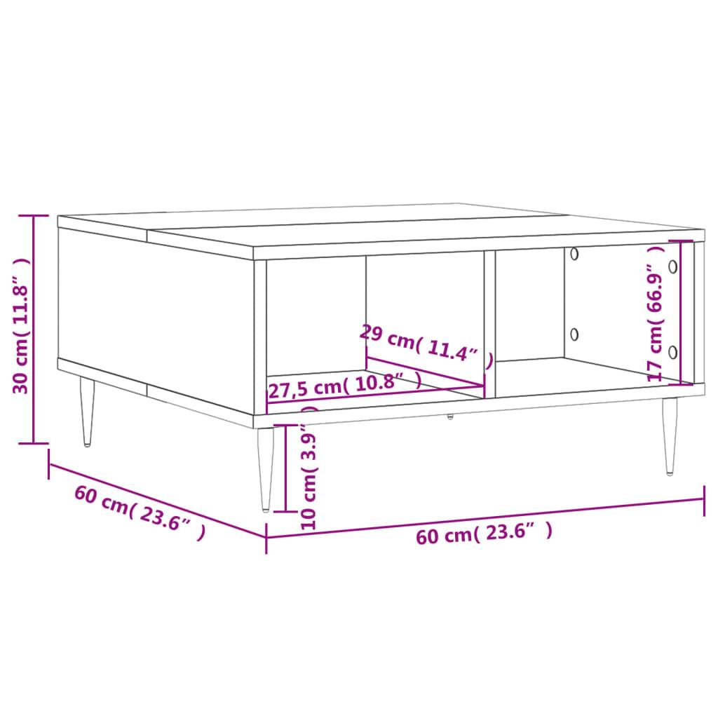 Stolik kawowy 60x60x30 cm z przestronnymi półkami szary dąb sonoma do salonu nr. 7