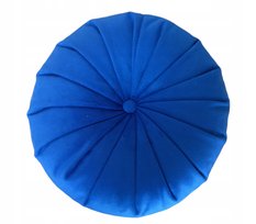 Poduszka dekoracja ozdobna okrągła welur niebieska