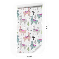 Tapeta kolorowa w lamy, zwierzęta, pokój dziecięcy  - Miniaturka zdjęcia nr 2