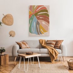 Duży Obraz Do Salonu Tęczowy Liść Monstery Styl Boho Natura 80x120cm - Miniaturka zdjęcia nr 3