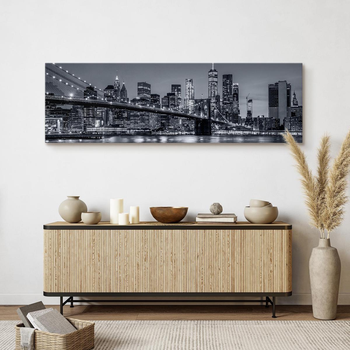 Obraz Panoramiczny NOWY YORK Nocą Brooklyn Bridge Miasto 145x45cm nr. 7