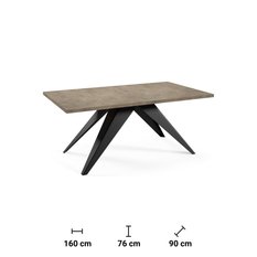 Stół rozkładany 160x90x76 cm prostokątny Harmonia dark grey chicago concrete do jadalni - Miniaturka zdjęcia nr 5