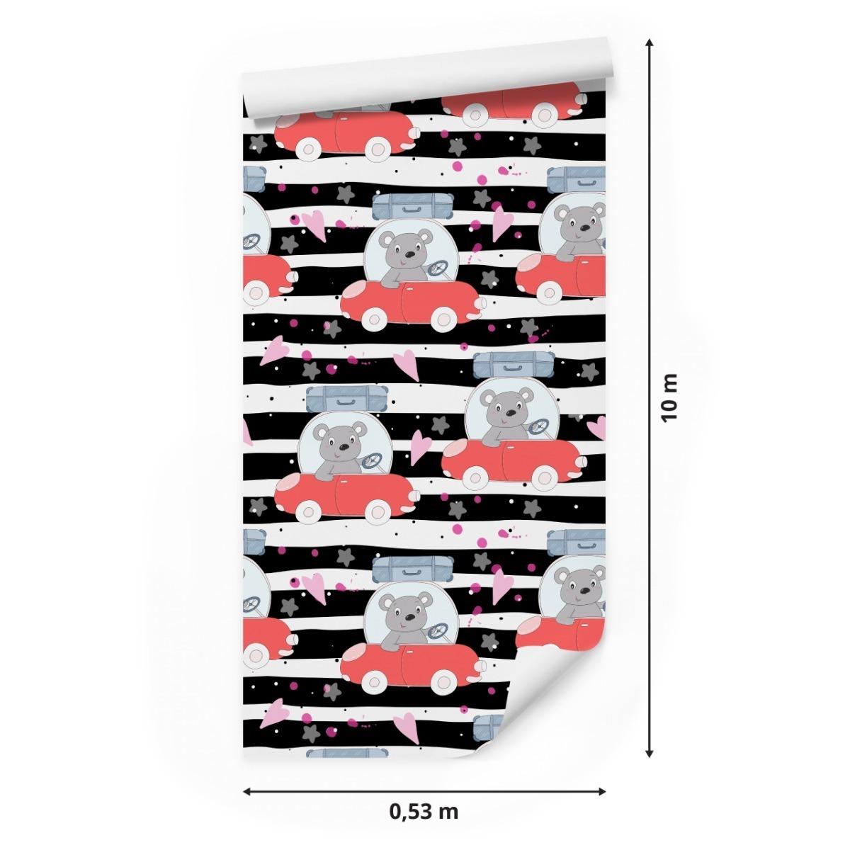 Tapeta Dziecięca MISIE Autka Serca Gwiazdki Paski 53x1000  nr. 2