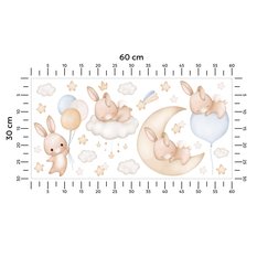 Naklejki Dla Dzieci Śpiące Króliczki Chmurki 60x30 Gwiazdy ZESTAW - Miniaturka zdjęcia nr 2
