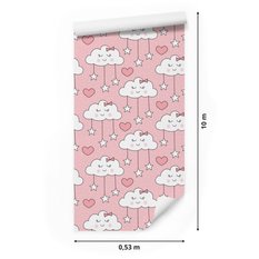 Tapeta Dla Dziewczynki CHMURKI Serduszka Gwiazdki 53x1000  - Miniaturka zdjęcia nr 2
